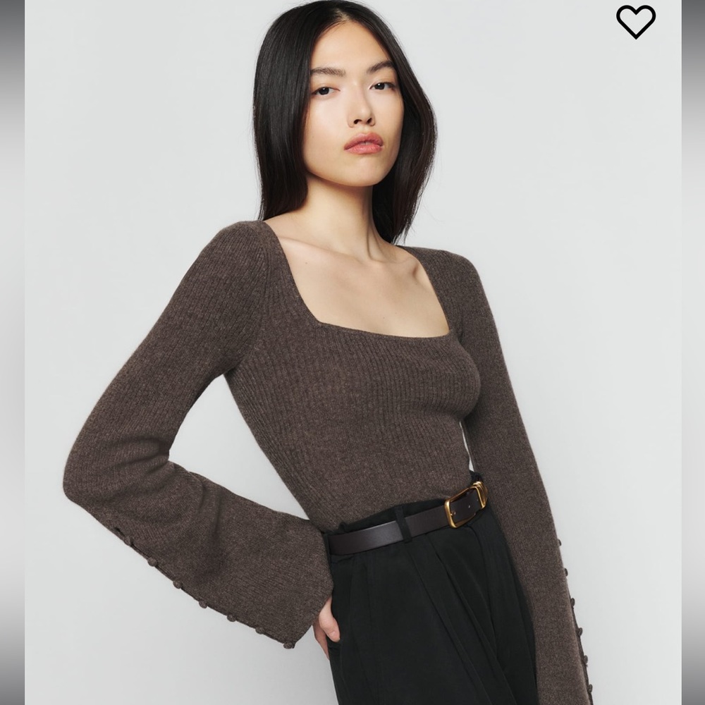 Reformation Emanuele Cashmere Novelty Button Sweater